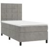 Cama Individual | Cama Box Spring | Cama Para Adultos Colchón Y Led Terciopelo Gris Claro 90x190 Cm Cfw952574