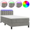 Cama Individual | Cama Para Adultos | Cama Box Spring Colchón Y Led Terciopelo Gris Claro 90x200 Cm Cfw326336