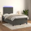 Cama Matrimonial | Cama Para Adultos | Cama Box Spring Colchón Y Led Terciopelo Gris Oscuro 120x190 Cm Cfw774914