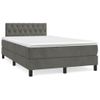 Cama Matrimonial | Cama Para Adultos | Cama Box Spring Colchón Y Led Terciopelo Gris Oscuro 120x190 Cm Cfw199150