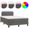 Cama Matrimonial | Cama Para Adultos | Cama Box Spring Colchón Y Led Terciopelo Gris Oscuro 120x190 Cm Cfw199150