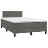 Cama Matrimonial | Cama Para Adultos | Cama Box Spring Colchón Y Led Terciopelo Gris Oscuro 120x190 Cm Cfw199150