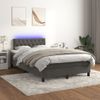 Cama Matrimonial | Cama Para Adultos | Cama Box Spring Colchón Y Led Terciopelo Gris Oscuro 120x190 Cm Cfw199150