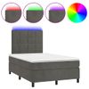 Cama Matrimonial | Cama Para Adultos | Cama Box Spring Colchón Y Led Terciopelo Gris Oscuro 120x190 Cm Cfw215437