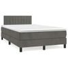 Cama Matrimonial | Cama Para Adultos | Cama Box Spring Colchón Y Led Terciopelo Gris Oscuro 120x190 Cm Cfw222525