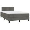 Cama Matrimonial | Cama Para Adultos | Cama Box Spring Colchón Y Led Terciopelo Gris Oscuro 120x190 Cm Cfw222525