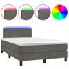 Cama Matrimonial | Cama Para Adultos | Cama Box Spring Colchón Y Led Terciopelo Gris Oscuro 120x200 Cm Cfw154191