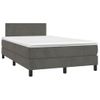 Cama Matrimonial | Cama Para Adultos | Cama Box Spring Colchón Y Led Terciopelo Gris Oscuro 120x200 Cm Cfw154191