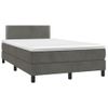 Cama Matrimonial | Cama Para Adultos | Cama Box Spring Colchón Y Led Terciopelo Gris Oscuro 120x200 Cm Cfw177263