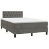 Cama Doble | Cama Box Spring | Cama Para Adultos Colchón Y Led Terciopelo Gris Oscuro 120x200 Cm Cfw462504