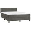 Cama Matrimonial | Cama Para Adultos | Cama Box Spring Colchón Y Led Terciopelo Gris Oscuro 140x190 Cm Cfw265187