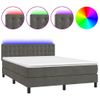 Cama Doble | Cama Box Spring | Cama Para Adultos Colchón Y Led Terciopelo Gris Oscuro 140x190 Cm Cfw378812