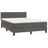 Cama Doble | Cama Box Spring | Cama Para Adultos Colchón Y Led Terciopelo Gris Oscuro 140x190 Cm Cfw378812