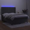 Cama Matrimonial | Cama Para Adultos | Cama Box Spring Colchón Y Led Terciopelo Gris Oscuro 140x190 Cm Cfw756084