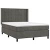 Cama Matrimonial | Cama Para Adultos | Cama Box Spring Colchón Y Led Terciopelo Gris Oscuro 140x190 Cm Cfw756084