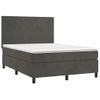 Cama Matrimonial | Cama Para Adultos | Cama Box Spring Colchón Y Led Terciopelo Gris Oscuro 140x190 Cm Cfw211283