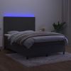 Cama Matrimonial | Cama Para Adultos | Cama Box Spring Colchón Y Led Terciopelo Gris Oscuro 140x190 Cm Cfw211283