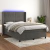 Cama Matrimonial | Cama Para Adultos | Cama Box Spring Colchón Y Led Terciopelo Gris Oscuro 140x190 Cm Cfw186893