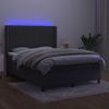 Cama Matrimonial | Cama Para Adultos | Cama Box Spring Colchón Y Led Terciopelo Gris Oscuro 140x190 Cm Cfw186893