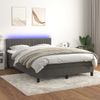 Cama Doble | Cama Box Spring | Cama Para Adultos Colchón Y Led Terciopelo Gris Oscuro 140x190 Cm Cfw325491