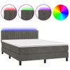 Cama Doble | Cama Box Spring | Cama Para Adultos Colchón Y Led Terciopelo Gris Oscuro 140x190 Cm Cfw325491