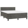 Cama Doble | Cama Box Spring | Cama Para Adultos Colchón Y Led Terciopelo Gris Oscuro 140x190 Cm Cfw325491