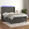 Cama Matrimonial | Cama Para Adultos | Cama Box Spring Colchón Y Led Terciopelo Gris Oscuro 140x190 Cm Cfw972131