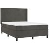 Cama Matrimonial | Cama Para Adultos | Cama Box Spring Colchón Y Led Terciopelo Gris Oscuro 140x190 Cm Cfw972131