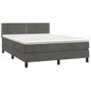 Cama Doble | Cama Box Spring | Cama Para Adultos Colchón Y Led Terciopelo Gris Oscuro 140x200 Cm Cfw719713