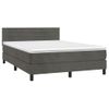 Cama Doble | Cama Box Spring | Cama Para Adultos Colchón Y Led Terciopelo Gris Oscuro 140x200 Cm Cfw411286