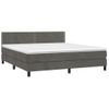 Cama Matrimonial | Cama Para Adultos | Cama Box Spring Colchón Y Led Terciopelo Gris Oscuro 160x200 Cm Cfw383539