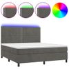 Cama Matrimonial | Cama Para Adultos | Cama Box Spring Colchón Y Led Terciopelo Gris Oscuro 160x200 Cm Cfw627230