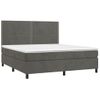 Cama Matrimonial | Cama Para Adultos | Cama Box Spring Colchón Y Led Terciopelo Gris Oscuro 160x200 Cm Cfw627230