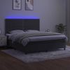 Cama Matrimonial | Cama Para Adultos | Cama Box Spring Colchón Y Led Terciopelo Gris Oscuro 160x200 Cm Cfw627230