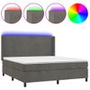 Cama Matrimonial | Cama Para Adultos | Cama Box Spring Colchón Y Led Terciopelo Gris Oscuro 160x200 Cm Cfw374120