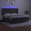 Cama Matrimonial | Cama Para Adultos | Cama Box Spring Colchón Y Led Terciopelo Gris Oscuro 160x200 Cm Cfw374120