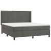 Cama Matrimonial | Cama Para Adultos | Cama Box Spring Colchón Y Led Terciopelo Gris Oscuro 160x200 Cm Cfw374120