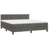 Cama Doble | Cama Box Spring | Cama Para Adultos Colchón Y Led Terciopelo Gris Oscuro 160x200 Cm Cfw281388