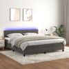 Cama Doble | Cama Box Spring | Cama Para Adultos Colchón Y Led Terciopelo Gris Oscuro 160x200 Cm Cfw330865