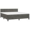 Cama Doble | Cama Box Spring | Cama Para Adultos Colchón Y Led Terciopelo Gris Oscuro 160x200 Cm Cfw330865