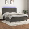 Cama Doble | Cama Box Spring | Cama Para Adultos Colchón Y Led Terciopelo Gris Oscuro 160x200 Cm Cfw644502