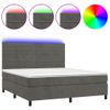 Cama Doble | Cama Box Spring | Cama Para Adultos Colchón Y Led Terciopelo Gris Oscuro 160x200 Cm Cfw644502