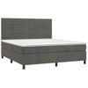 Cama Doble | Cama Box Spring | Cama Para Adultos Colchón Y Led Terciopelo Gris Oscuro 160x200 Cm Cfw644502