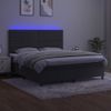 Cama Doble | Cama Box Spring | Cama Para Adultos Colchón Y Led Terciopelo Gris Oscuro 160x200 Cm Cfw644502