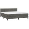 Cama Doble | Cama Box Spring | Cama Para Adultos Colchón Y Led Terciopelo Gris Oscuro 180x200 Cm Cfw217405