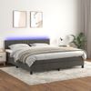 Cama Doble | Cama Box Spring | Cama Para Adultos Colchón Y Led Terciopelo Gris Oscuro 180x200 Cm Cfw561252