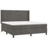 Cama Matrimonial | Cama Para Adultos | Cama Box Spring Colchón Y Led Terciopelo Gris Oscuro 180x200 Cm Cfw214022