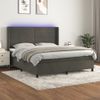 Cama Doble | Cama Box Spring | Cama Para Adultos Colchón Y Led Terciopelo Gris Oscuro 180x200 Cm Cfw315918