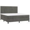 Cama Matrimonial | Cama Para Adultos | Cama Box Spring Colchón Y Led Terciopelo Gris Oscuro 180x200 Cm Cfw998658