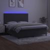 Cama Matrimonial | Cama Para Adultos | Cama Box Spring Colchón Y Led Terciopelo Gris Oscuro 180x200 Cm Cfw998658